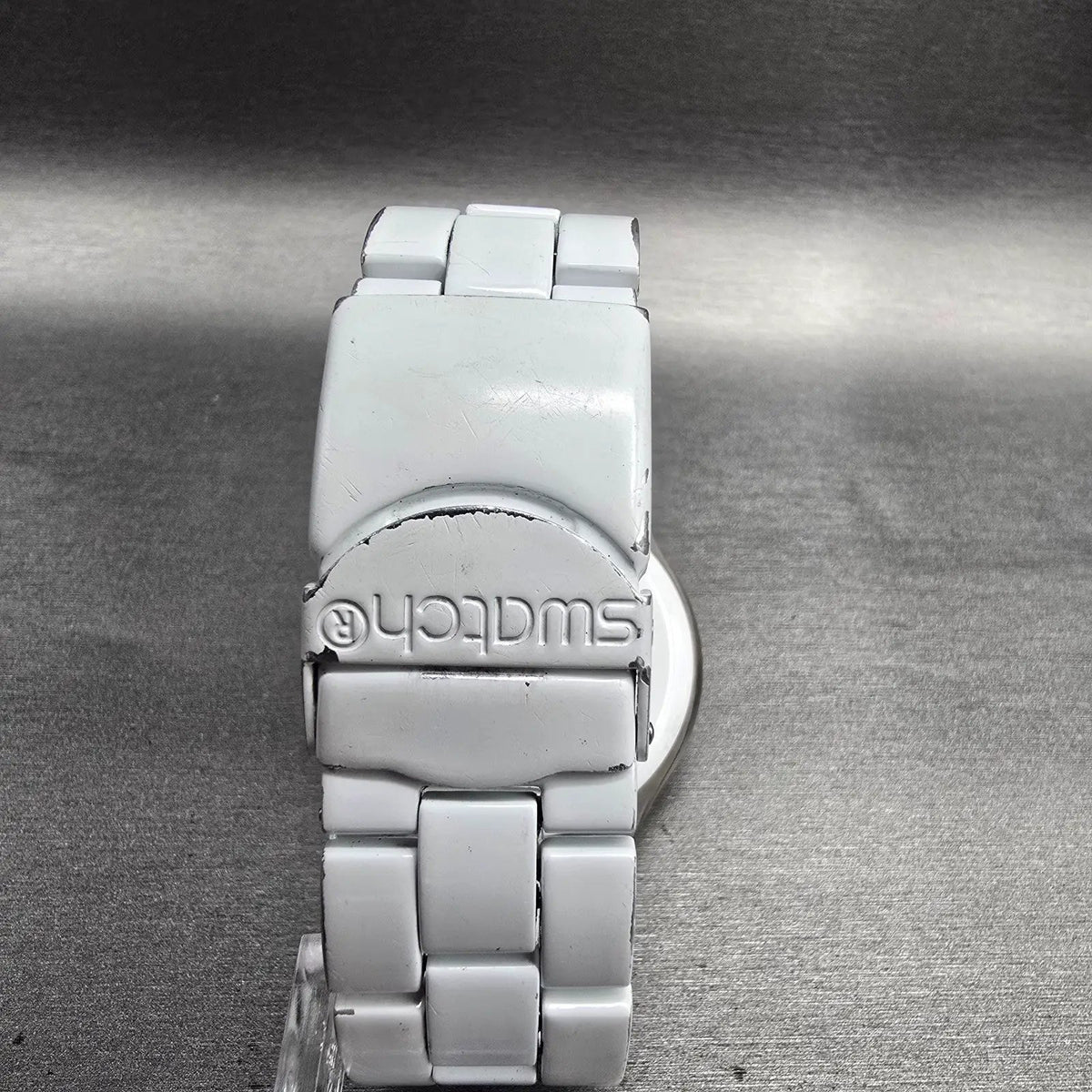 Swatch Irony Diaphane Full-Blooded Chrono Watch Men 43mm White Dial Clear NewBat7