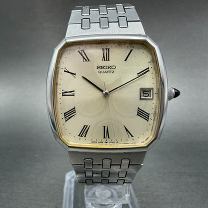Seiko watch Men 32mm Champagne Dial Silver Tone Date 5855-5010 PARTS Vintage0