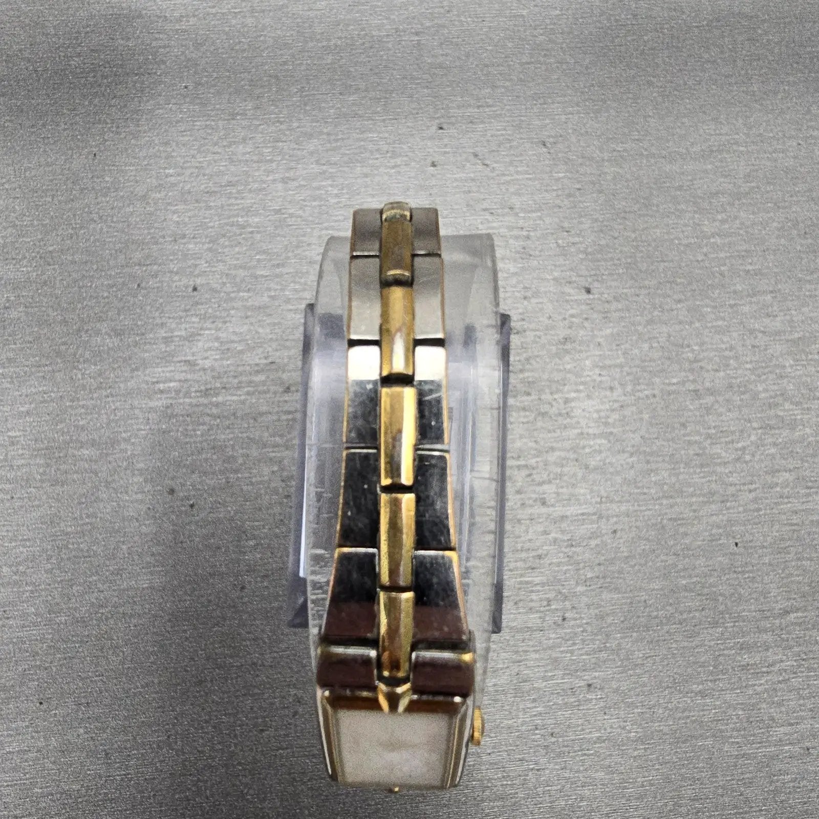 Seiko Watch Women 13mm White Dial Two Tone Rectangle 2E20-7479 New Battery VTG4