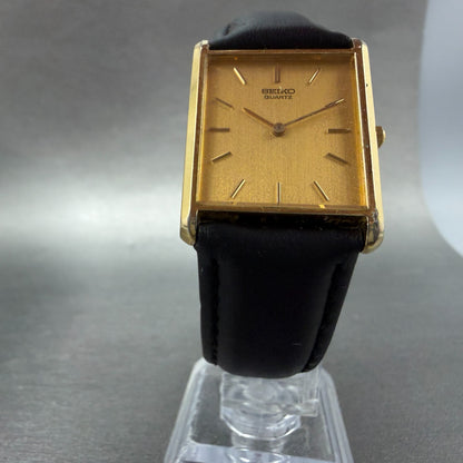 Seiko Tank Watch Men 25mm Champagne Dial Gold Tone Rectangle 5y30-5069 New BattV6