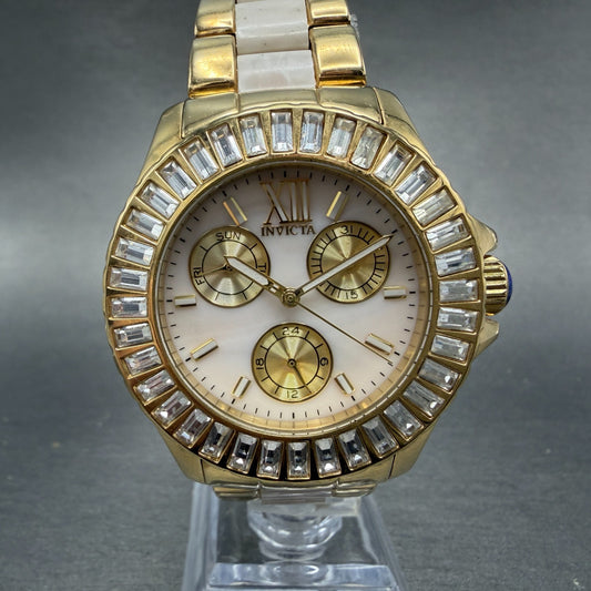 Invicta Angel Watch Women 38mm MOP Dial Gold Toe Daydate Round 29084 New Battery0