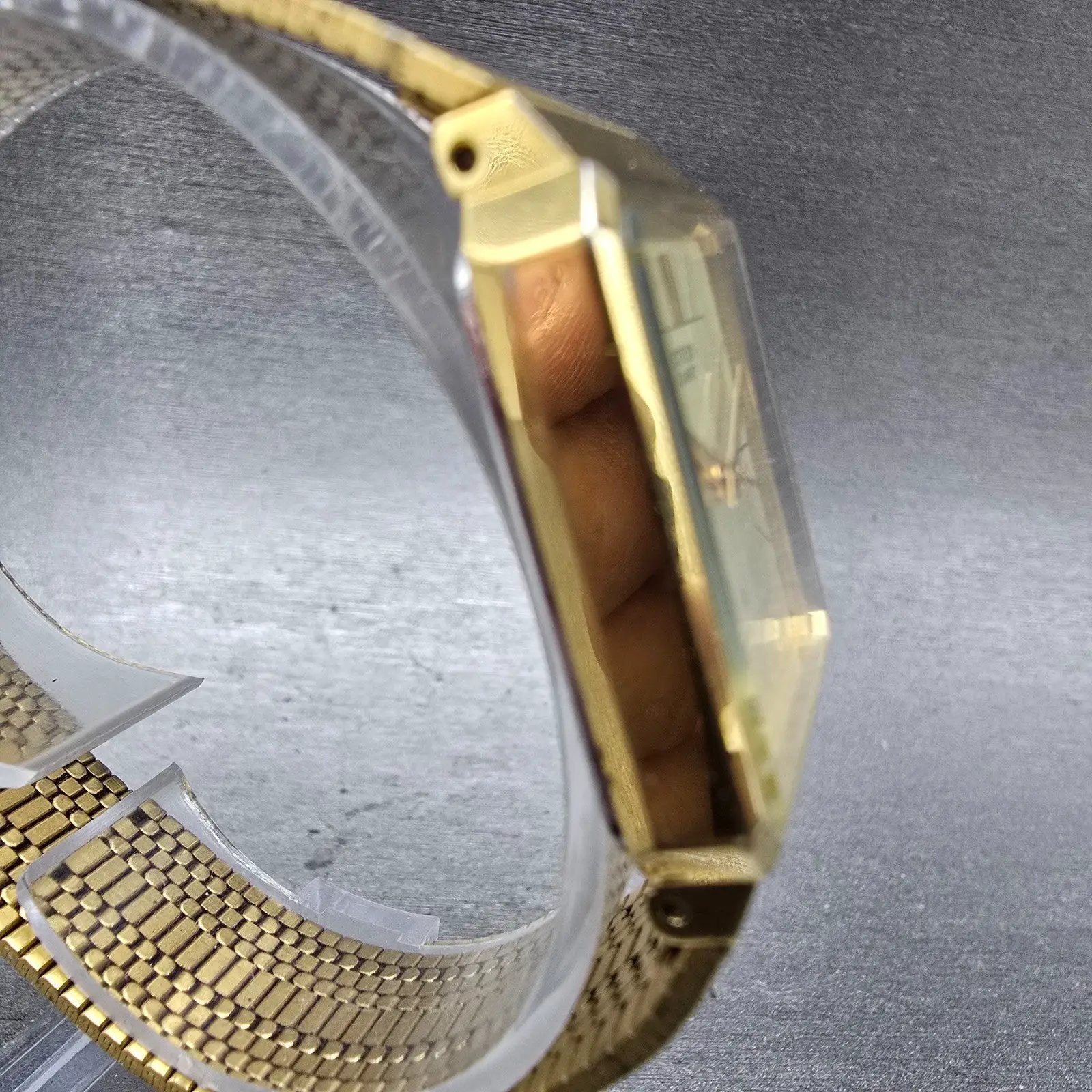 Citizen CQ Tank Watch Men 25mm Champagne Dial Gold Tone 4031-892658 New Battery3