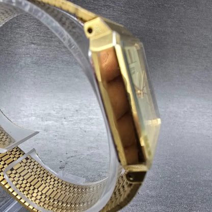 Citizen CQ Tank Watch Men 25mm Champagne Dial Gold Tone 4031-892658 New Battery3