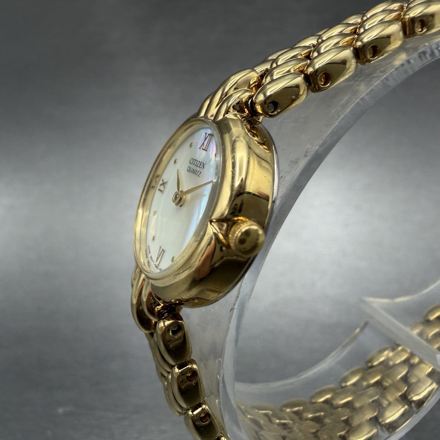 Citizen CQ Watch Women 20mm MOP Dial Gold Tone Round 5920-S49577 New Battery2