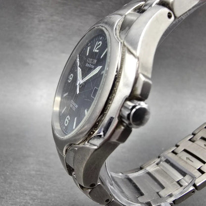 Citizen Eco-Drive Watch Men 41mm Black Dial Titanium Date E111-K006368 Runs DFSF2