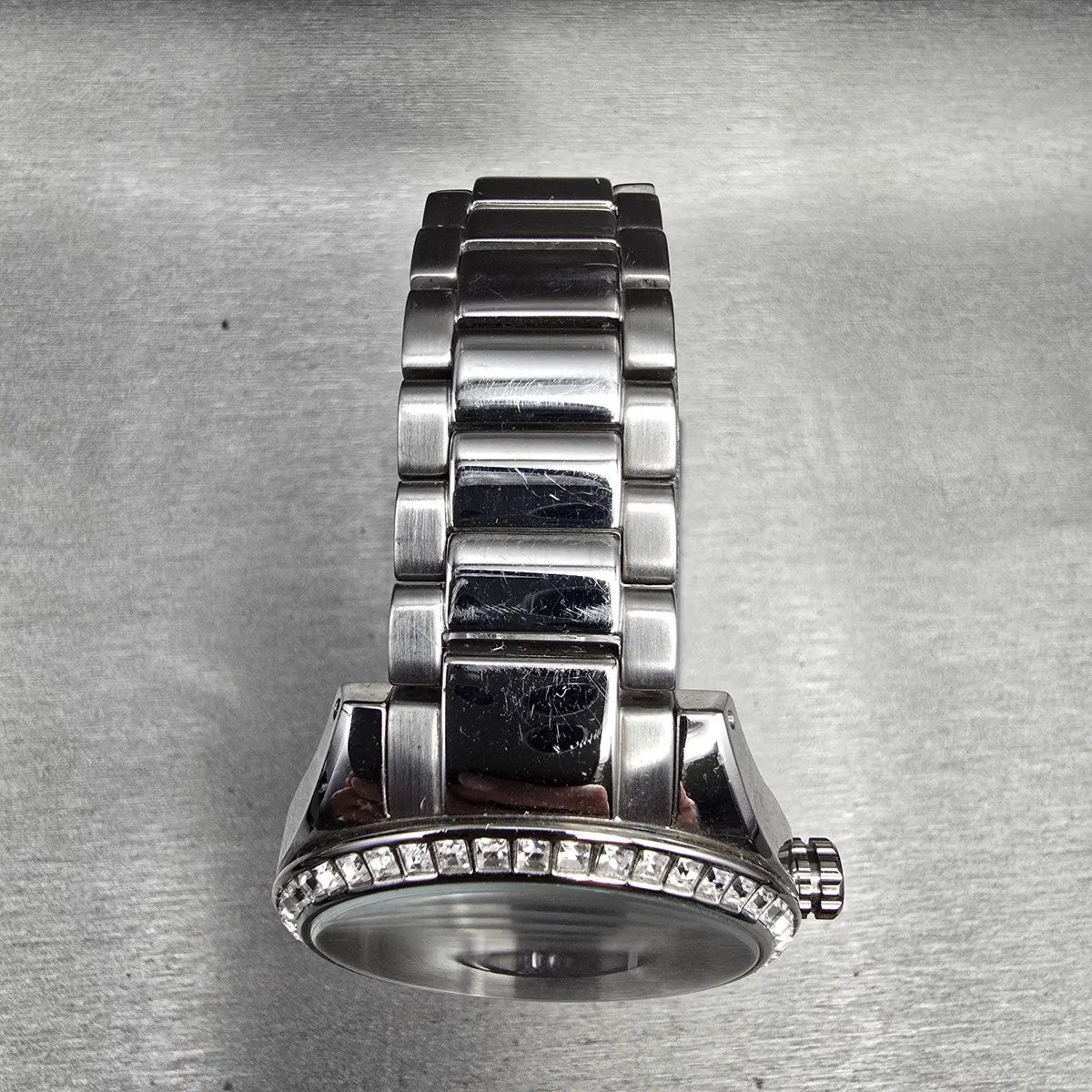 Fossil F2 Watch Women 40mm Black Dial Silver Tone Gemmed ES-1951 New Battery4