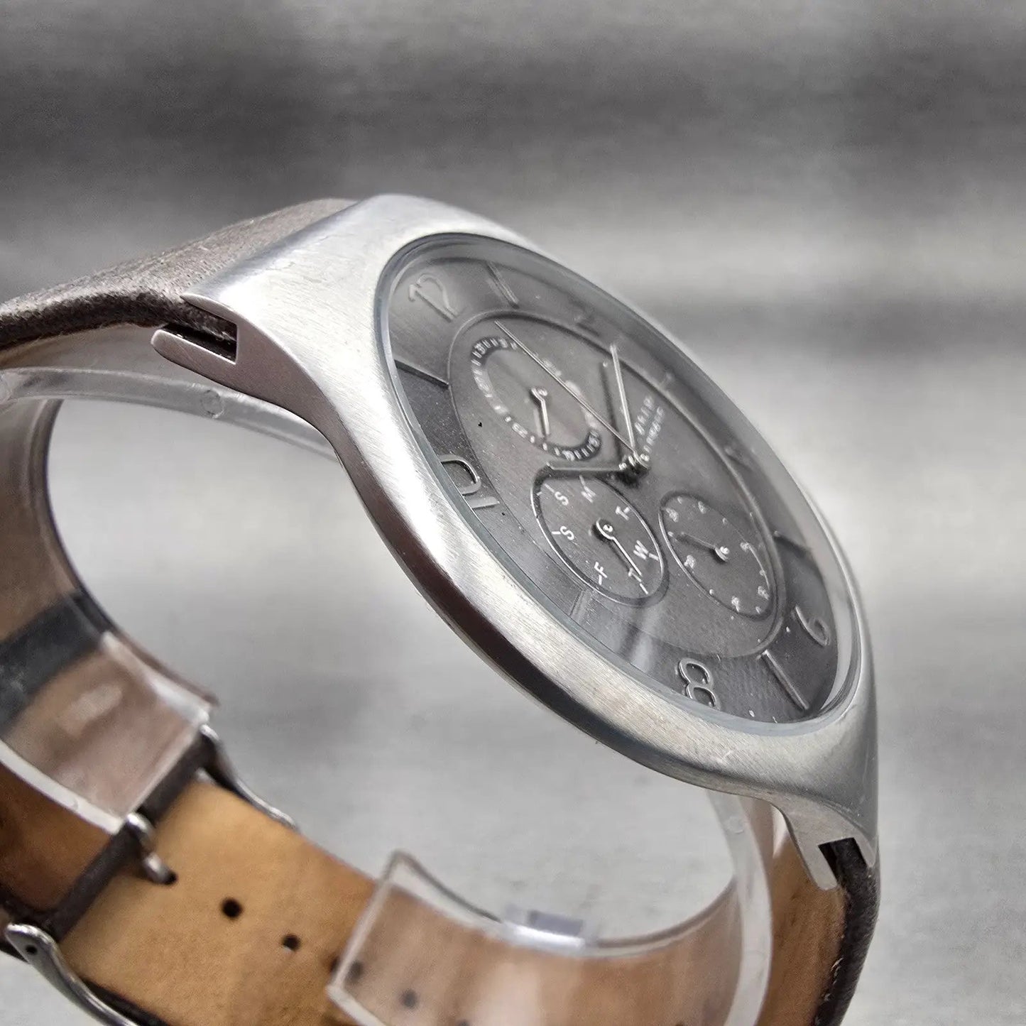 Skagen Watch Men 41mm Brown Dial Silver Tone Daydate Round SKW6116 New Battery3