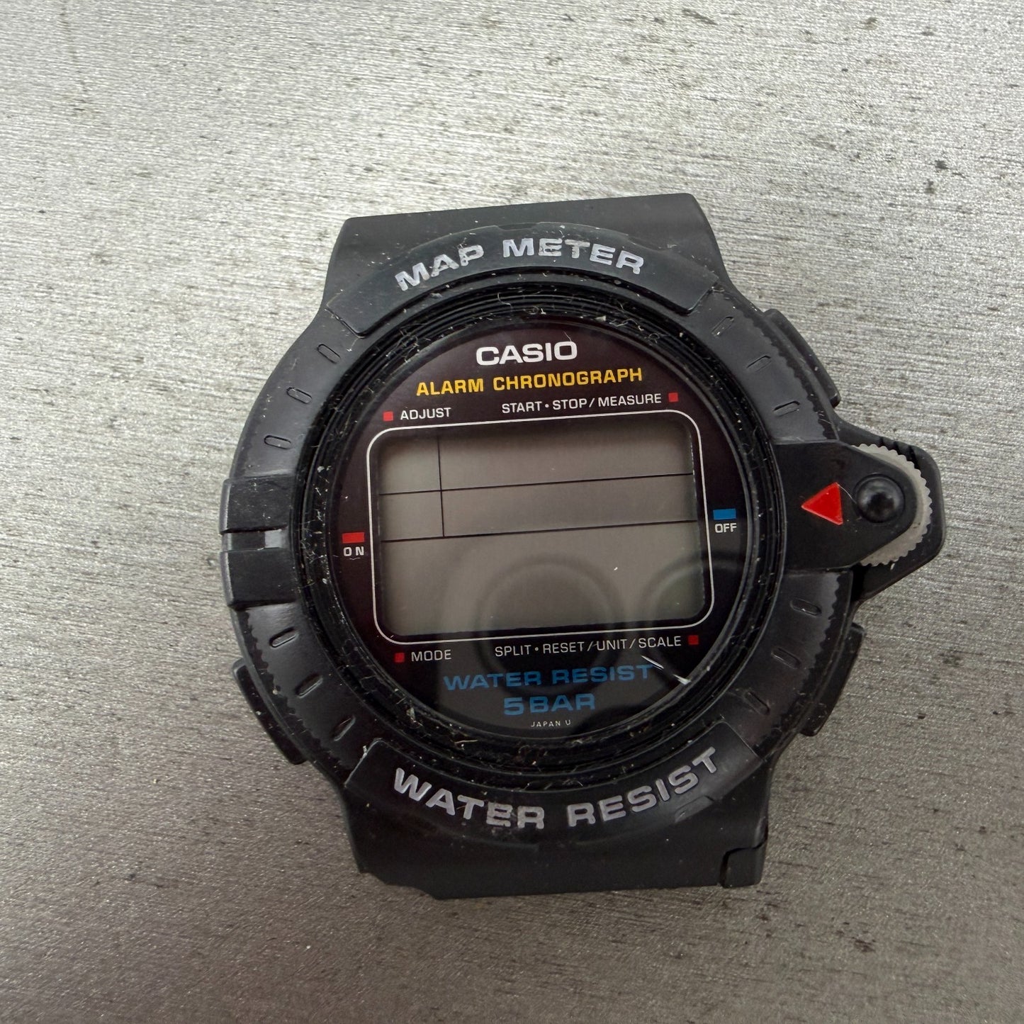 Casio MAP-100 Watch Men 42mm Digital Black Map Meter Alarm Chrono VTG PARTS0