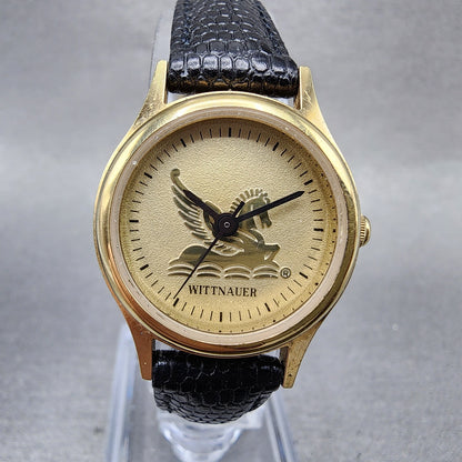 Wittnauer Pegasus Watch Women 24mm Champagne Dial Gold Tone Round New Battery0