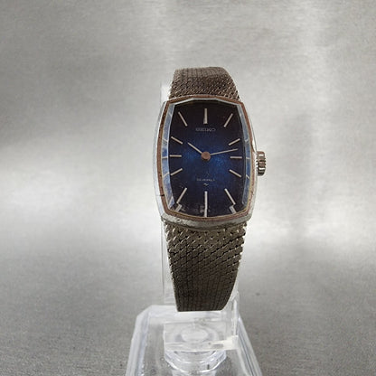 Seiko Tank Watch Women 18mm Blue Dial Silver Tone Manual 173300 Runs5