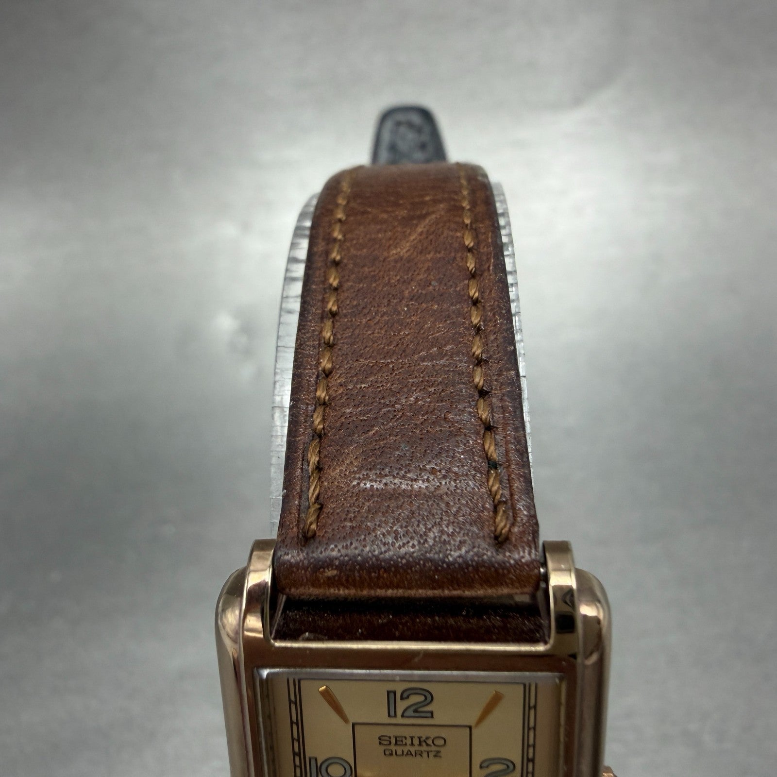 Seiko Tank Watch Women 20mm Champagne Dial Gold Tone 2Y01-5B09 New Battery VTG4