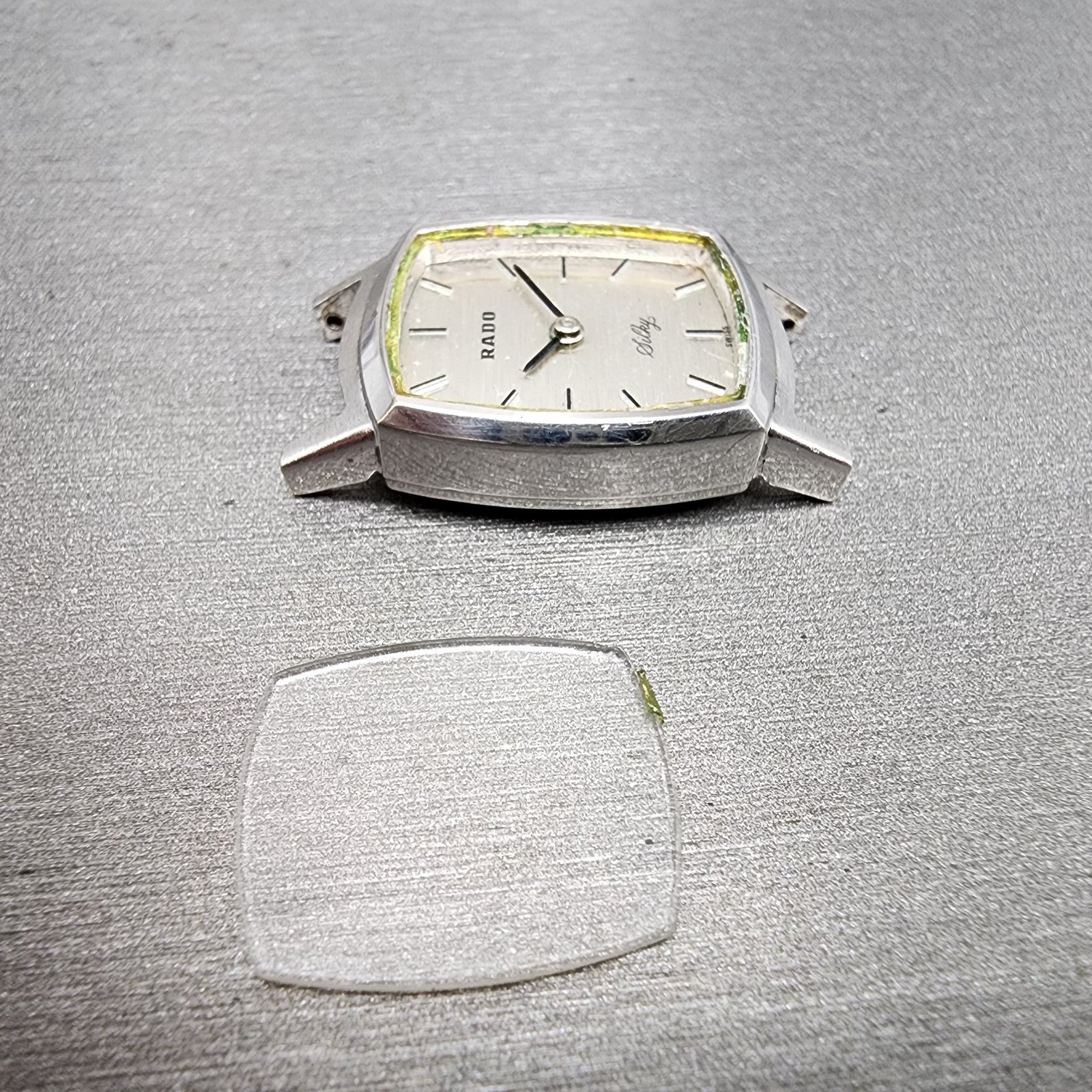 Rado Silky Tank Watch Women 18mm Silver Dial Steel Rectangle Manual Wind PARTS7