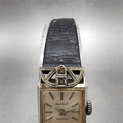Seiko Tank Watch Women 15mm White Dial Silver Tone Rectangle 10-3220