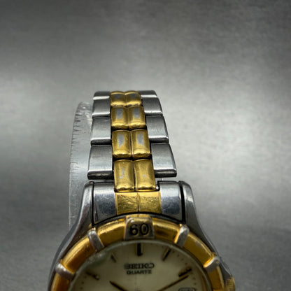 Seiko Sports 50 Watch Women 25mm Luminous Dial Two Tone Date Round New BatteryAB4