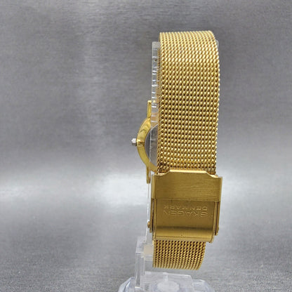 Skagen Watch Women 26mm Black Dial Gold Tone Round Mesh Band 39SGGB New Battery7