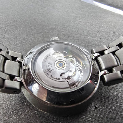 Movado Automatic Watch Women 27mm Black Dial Silver Tone Round 0606919 Runs9