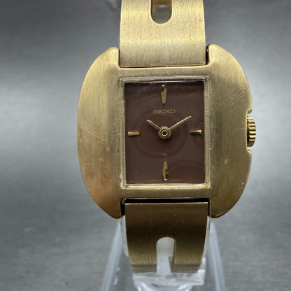Seiko Watch Women 25mm Brown Dial Gold Tone Manual Round 11-3489 New Battery0