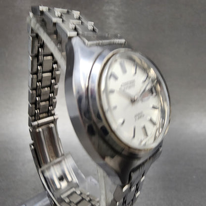 Citizen Automatic Watch Women White Dial Silver Tone Daydate Round Runs 66003