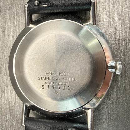 Seiko Chariot Watch Men 34mm White Dial Silver Tone Round 4130-9001 New Battery10