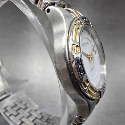 Wittnauer Laureate Watch Women 25mm White Dial Two Tone Date Round New Battery P4