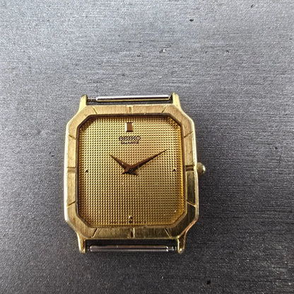 Seiko Tank Watch Men 28mm Champagne Dial Gold Tone Rectangle 9020-5320 PARTS VTG0