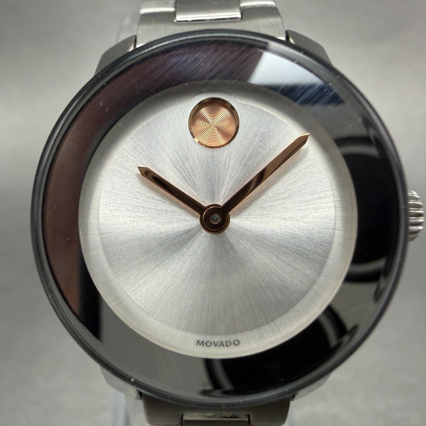 Movado Bold Watch Women 25mm Silver Dial Silver Tone 01.3.14.6116 New Battery1