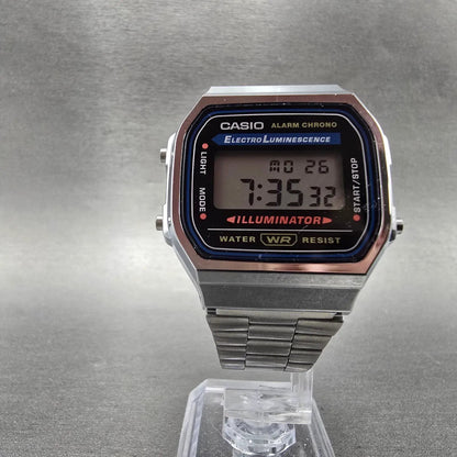 Casio A168 Illuminator Watch Men 36mm Digital Steel Alarm Chronograph New Batt J6