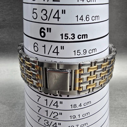 Seiko Tank Watch Men 26mm White Dial Two Tone Date Rectangle 7N22-5A10 New Batt9