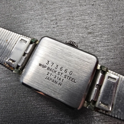 Seiko Watch Women 17mm Blue Dial Silver Tone Rectangle 21-3141 Manual Wind VTG10