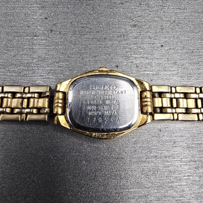 Seiko Watch Women 18mm White Dial Gold Tone Oval 1N01-5C19 New Battery Vintage J10