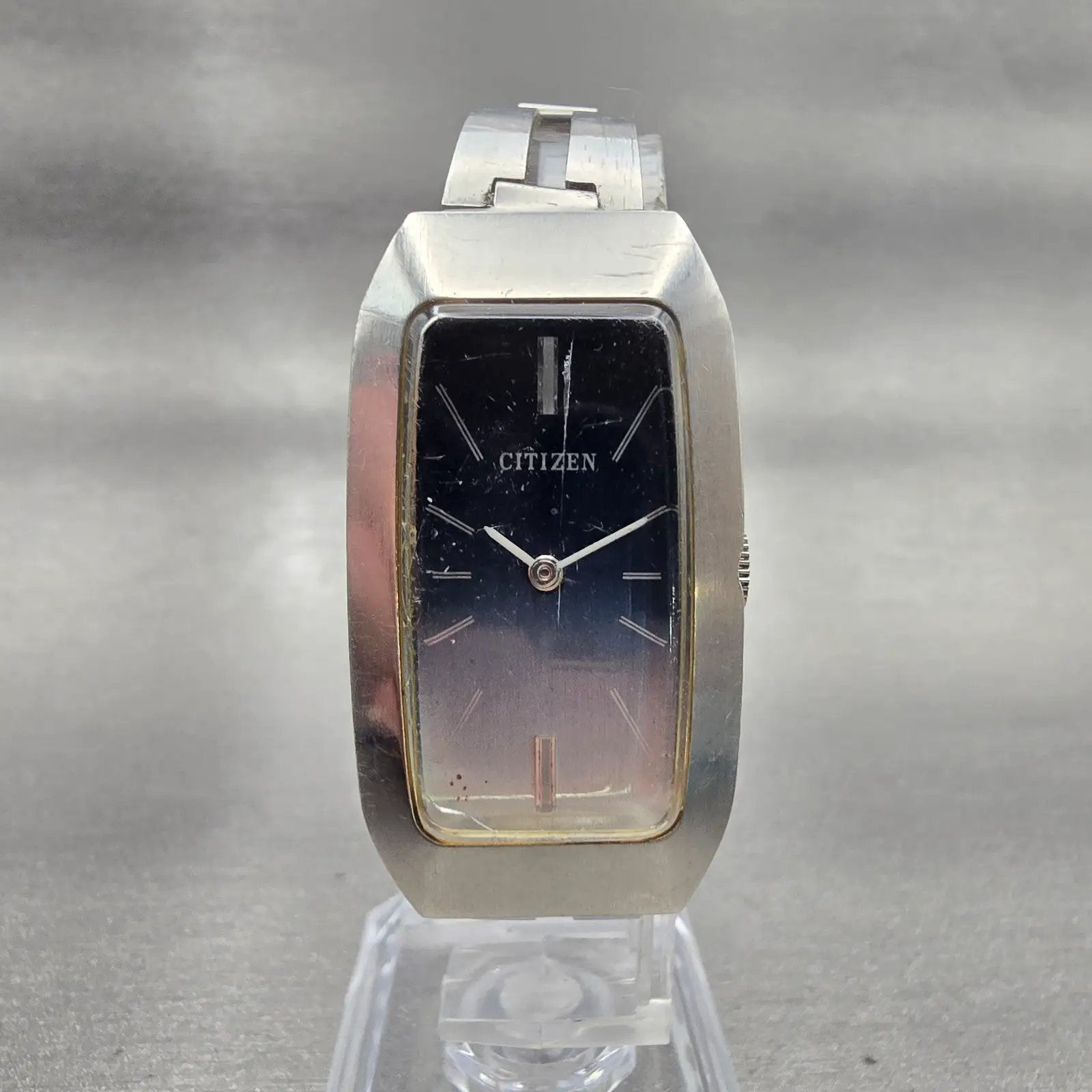 Citizen Watch Women 21mm Blue Dial Silver Tone Rectangle Manual Wind Works VTG0
