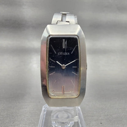 Citizen Watch Women 21mm Blue Dial Silver Tone Rectangle Manual Wind Works VTG0
