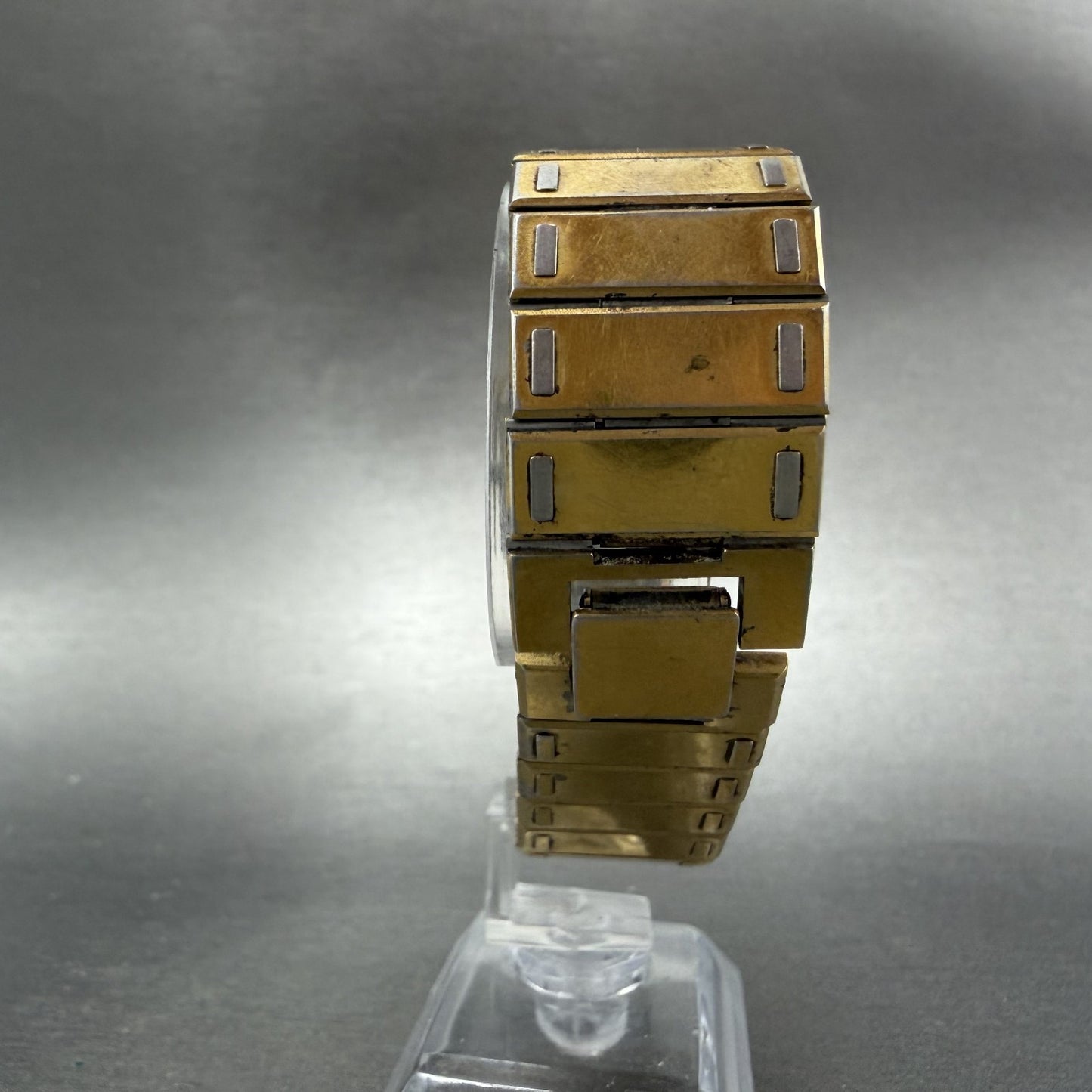 Seiko Tank Watch Men 26mm Gold Dial Gold Tone Octagon 7430-5479 New Battery JK87