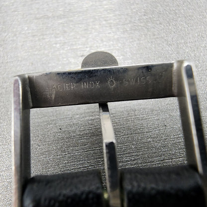 Omega Leather Watch Band 18mm Black Steel Buckle Vintage Swiss Made7