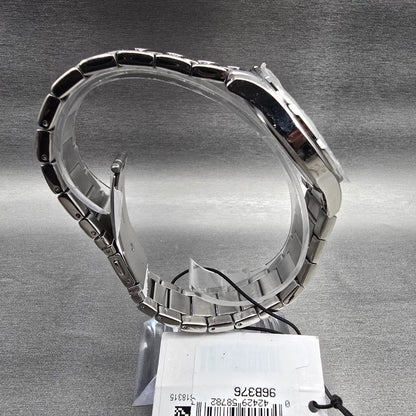 Bulova Watch Men 40mm Silver Dial Silver Tone Date Round 96B376 New Battery8