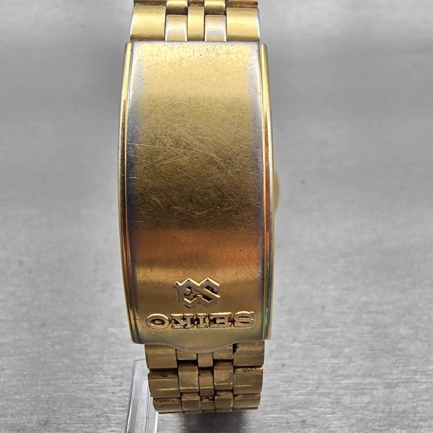 Seiko SQ Watch Men 34mm Gold Dial Gold Tone Daydate Round 5H23-7009 New Battery7