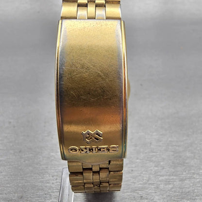 Seiko SQ Watch Men 34mm Gold Dial Gold Tone Daydate Round 5H23-7009 New Battery7