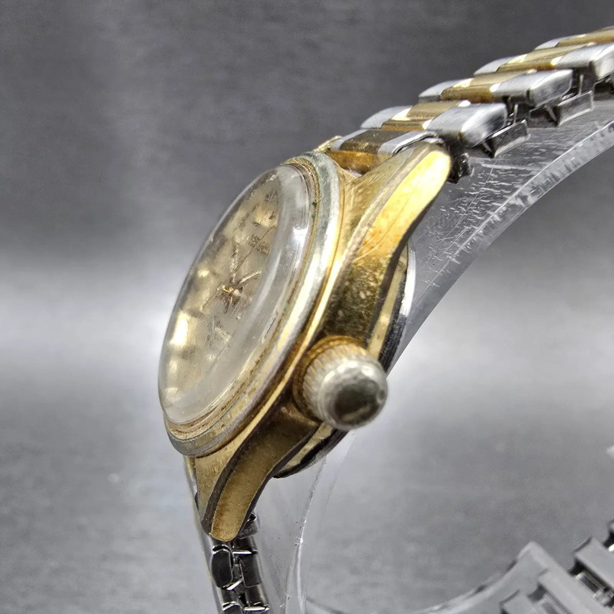 Seiko Automatic Watch Women 24mm Silver Dial Gold Tone Daydate 2906-0019 PARTS 93