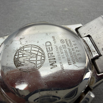 Seiko Wired Chronograph Watch Men 40mm Silver Dial Silver Tone Date BROKEN BAND12