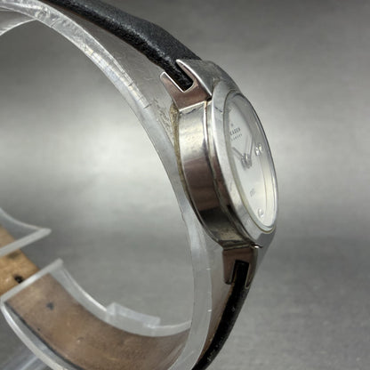 Skagen Watch Women 19mm Silver Dial Steel Round 590SSLC Leather Band New Battery3