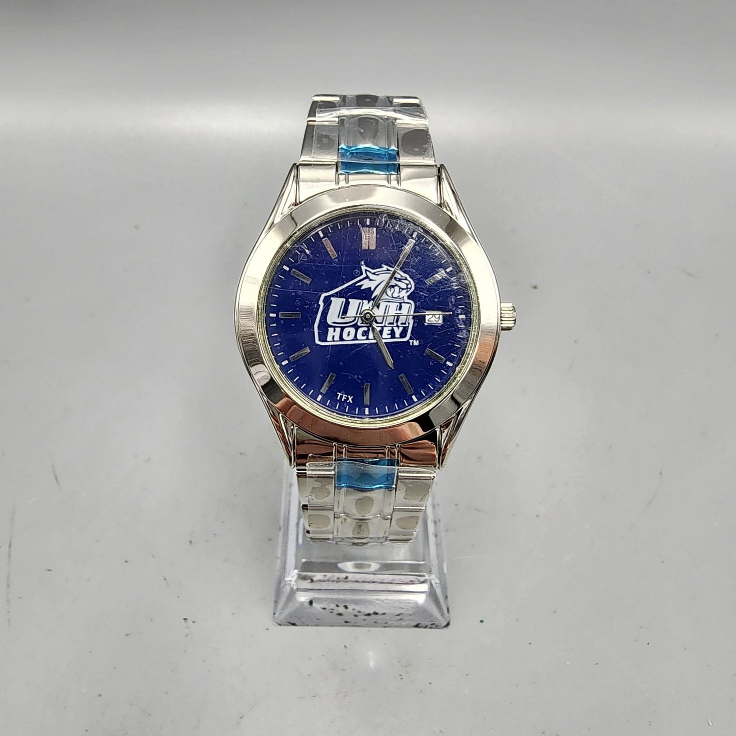 Bulova TFX Watch Men 37mm Blue Dial Steel Round New battery UNH Hockey 36B04