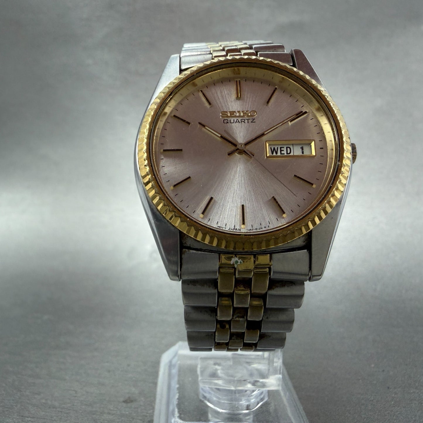 Seiko President Watch Men 36mm Silver Dial Two Tone Daydate SGF204 New Batt 93BD5