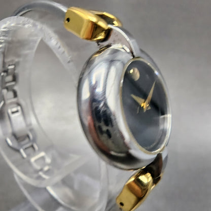 Movado Vivo Watch Women 28mm Black Dial Two Tone Round 81 A1 1701 New Battery3