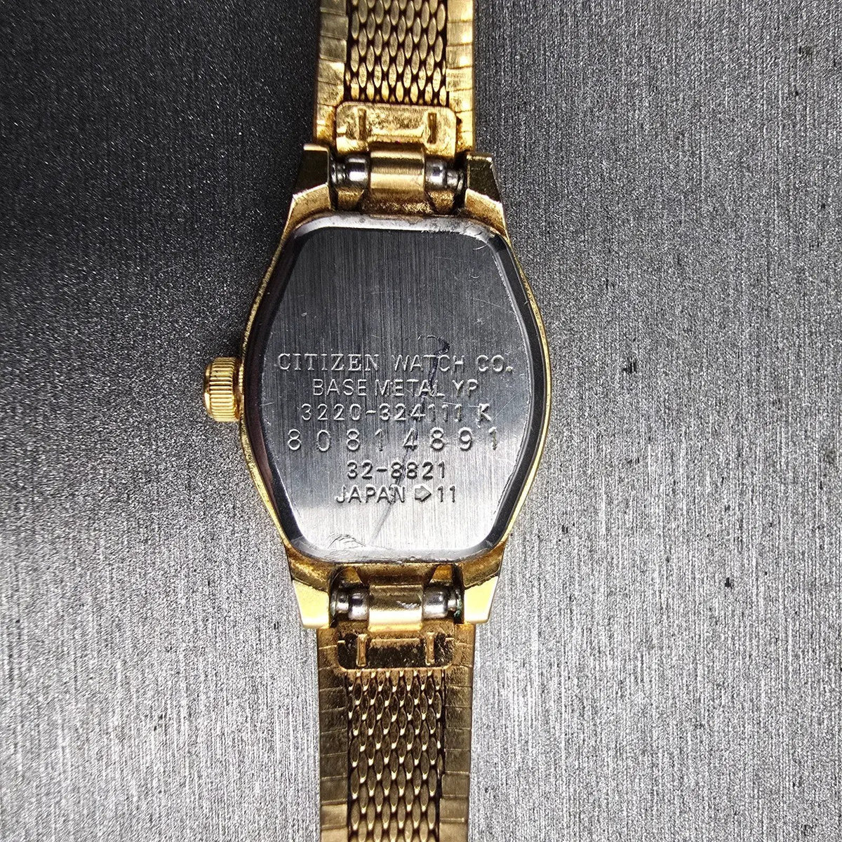 Citizen CQ Watch Women 17mm Champagne Dial Gold Tone 3220-324111 New Battery JP10