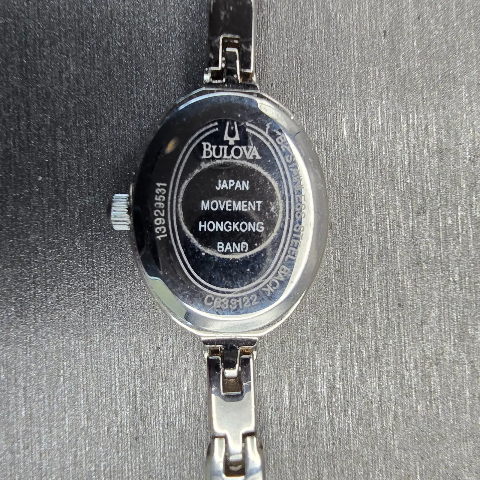 Bulova Watch Women 17mm Silver Dial Silver Tone Gemmed Oval 96T49 New Battery10