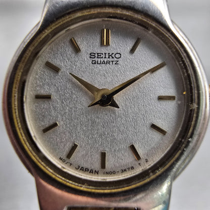 Seiko Watch Women 20mm Silver Dial Silver Tone Round 1N00-1A49 New Battery VTG1