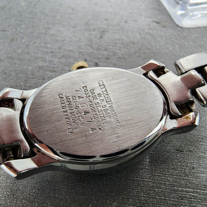 Citizen EcoDrive Watch Women 19mm MOP Dial Two Tone Oval E033K006520 Runs9