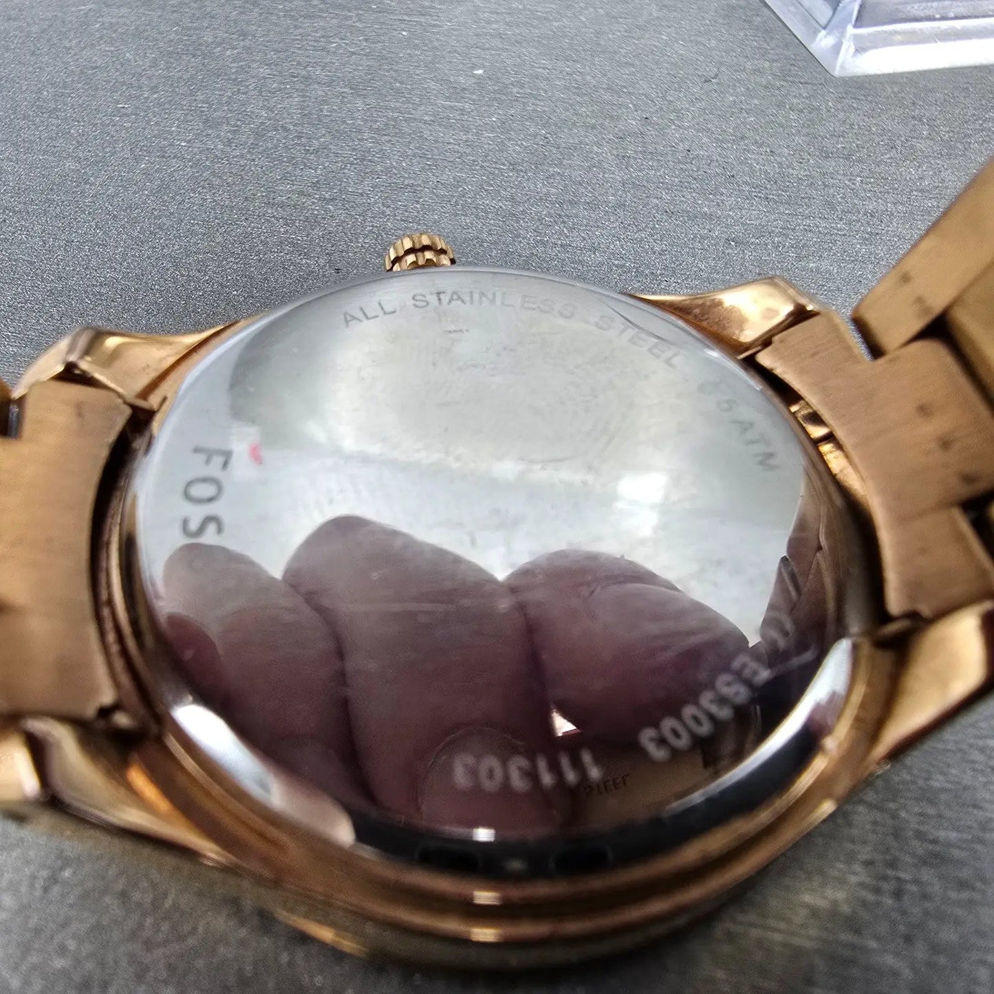Fossil Stella Watch Women 38mm Pink Dial Rose Gold Tone Daydate ES3003 New Batt9