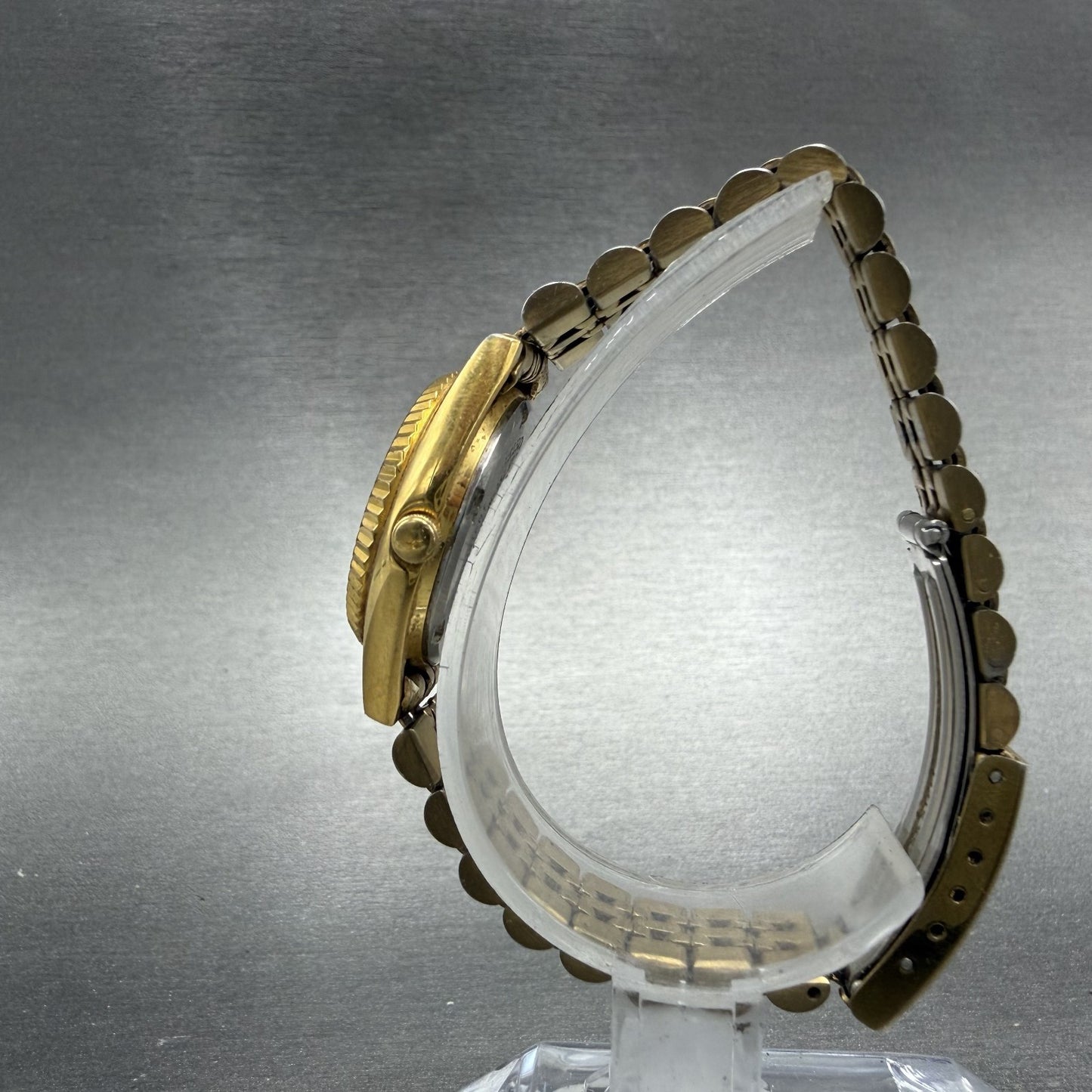 Seiko Watch Women 24mm Black Tone Gold Tone Daydate Round 7N83-0041 New Batt PO96