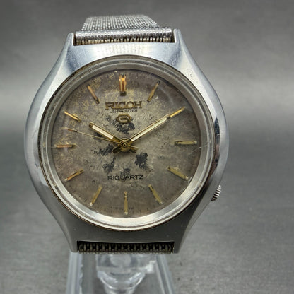 Ricoh Riquartz Watch Men Brown Dial Silver Tone Round 572008 VTG PARTS0